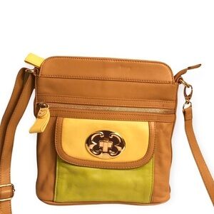 Emma fox green yellow tan color block crossbody bag